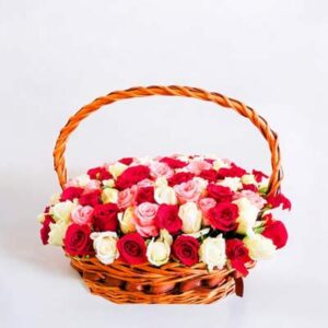 100-mix-roses-basket