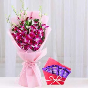 purple-orchid-bouquet-and-cadbury-chocolate