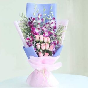 purple-orchids-and-pink-rose-bouquet